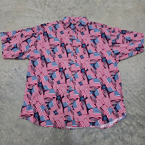 Cotton Traders Sport XXL American Flag Patriotic Button Up Shirt - Picture 1 of 4